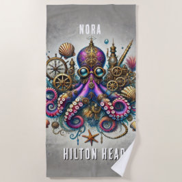 WEIZLICHE WEISSRAUCHFUNKTION STEAMPUNK LILA OCTOPU STRANDTUCH