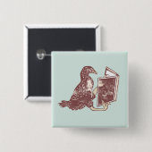Weka Bird Lesen eines Buches Button (Vorne & Hinten)