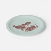 Weka Bird Lesen eines Buches Pappteller (Schrägansicht)