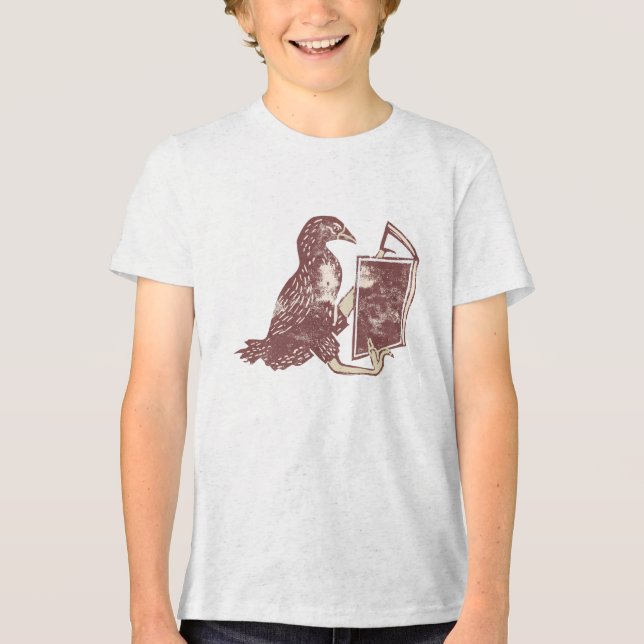 Weka Bird Lesen eines Buches Tri-Blend Shirt (Vorderseite)