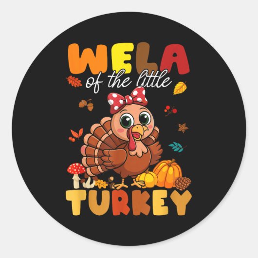 Wela Of The Little Turkey Thanksgiving Baby Shower Runder Aufkleber (Vorderseite)