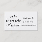 Welche Charakterfehler Telefonnummerkarte (Vorderseite)