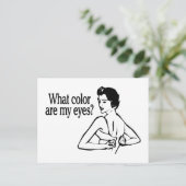 Welche Farbe haben meine Augen Retro? Postkarte (Stehend Vorderseite)