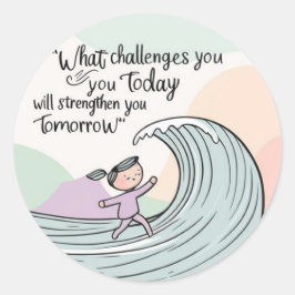 Welche Herausforderungen stellen Sie an? Runder Aufkleber