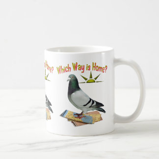 Welche Weise ist Zuhause? Tauben-Kunst Kaffeetasse