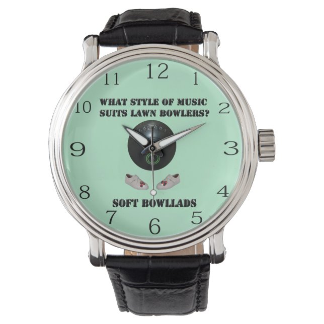 Welchen Musikstil haben Anzug mit Bowlern, Armbanduhr (Vorderseite)