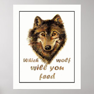 Welchen Wolf Füttre du? Motivierend Angebot Poster