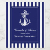 Welcher Anker, Navy Blue Frame, Navy Stripe DIY BG Weinetikett (Einzelnes Label)