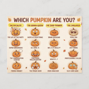 "Welcher Kürbis bist du?" Humorvolles Halloween-De Postkarte