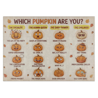 "Welcher Kürbis bist du?" Humorvolles Halloween-De Schneidebrett
