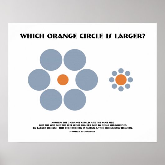 Welcher orangefarbene Kreis ist größer? (optische Poster (Vorne)