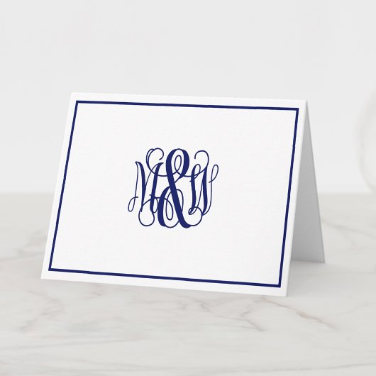 Welches Navy 3 Initial Vine Script Monogram B&G DI