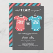 Welches Team? Gender Reveal Baby Dusche Einladung (Vorne/Hinten)