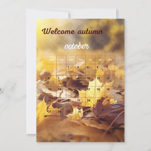 Welcom Herbstkalender mit Gelb und Braun Lee Einladung (Vorderseite)