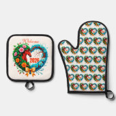 Welcome 2026 ofenhandschuh & Topflappen-Set (Vorderseite)