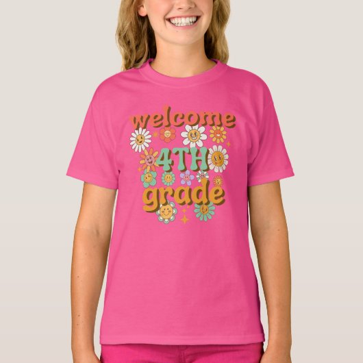 WELCOME 4TH GRADE  BACK TO SCHOOL FIRST DAY SCHOOL T-Shirt (Vorderseite)