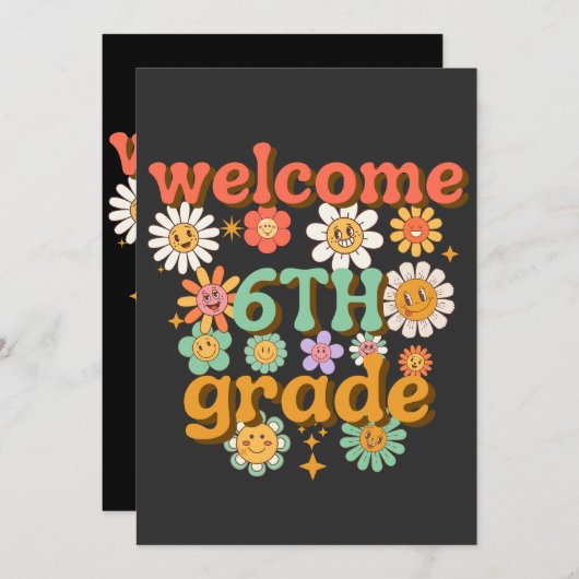 welcome 6th grade, first day of school, welcome einladung (Vorne/Hinten)
