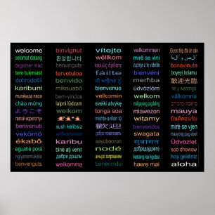 Welcome - 80 Languages Poster - 3 sizes/Black