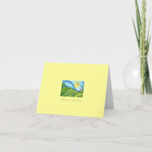 'WELCOME A NEW DAY' Note Card Karte (Vorderseite)