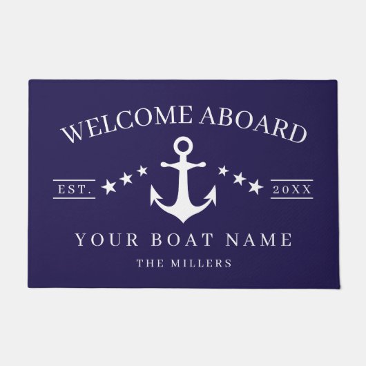 Welcome Aboard Anchor Boat Name Nautical Fußmatte (Vorderseite)