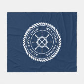 Welcome aboard boat name nautical ship's wheel fleecedecke (Vorderseite (Horizontal))