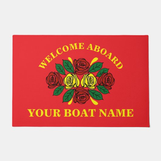 Welcome Aboard Custom Boat Name Red Fußmatte (Vorderseite)