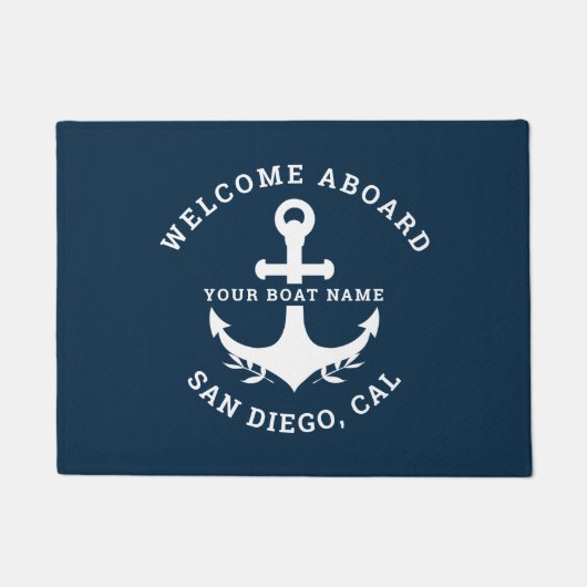 Welcome Aboard Nautica Blue Fußmatte (Vorderseite)