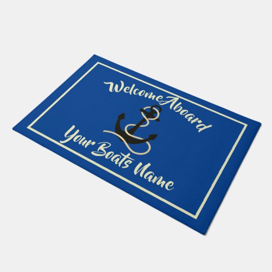 Welcome aboard nautical ships name anchor doormat fußmatte (Schrägansicht)