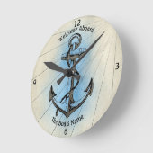 Welcome Aboard Your Boat's Name Anchor Runde Wanduhr (Winkel)