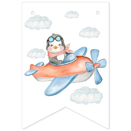 Welcome Airplane Baby Showpinguin Wimpelkette (Zweite Fahne)