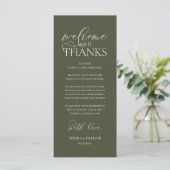 "Welcome and Thanks" Classy Reception Guest Card Programm (Stehend Vorderseite)