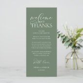 "Welcome and Thanks" Classy Reception Guest Card Programm (Stehend Vorderseite)