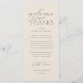 "Welcome and Thanks" Classy Reception Guest Card Programm (Vorderseite)
