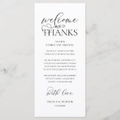 "Welcome and Thanks" Classy Reception Guest Card Programm (Vorderseite)