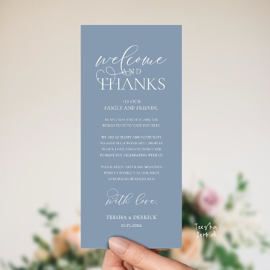 "Welcome and Thanks" Classy Reception Guest Card Programm