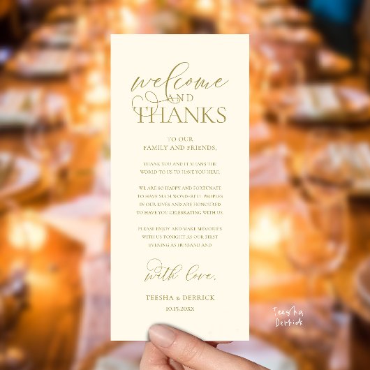 "Welcome and Thanks" Classy Reception Guest Card Programm