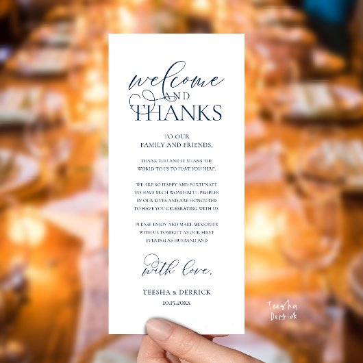 "Welcome and Thanks" Classy Reception Guest Card Programm