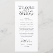 "Welcome and Thanks" Elegant Reception Guest Card Programm (Vorderseite)
