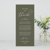 "Welcome and Thanks" Elegant Reception Guest Card Programm (Stehend Vorderseite)