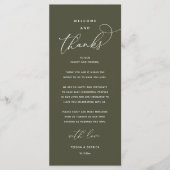 "Welcome and Thanks" Elegant Reception Guest Card Programm (Vorderseite)