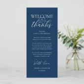 "Welcome and Thanks" Elegant Reception Guest Card Programm (Stehend Vorderseite)