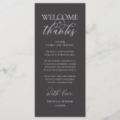 "Welcome and Thanks" Elegant Reception Guest Card Programm (Vorderseite)