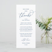 "Welcome and Thanks" Elegant Reception Guest Card Programm (Stehend Vorderseite)