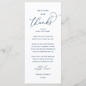 "Welcome and Thanks" Elegant Reception Guest Card Programm (Vorderseite)