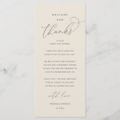"Welcome and Thanks" Elegant Reception Guest Card Programm (Vorderseite)