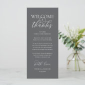 "Welcome and Thanks" Elegant Reception Guest Card Programm (Stehend Vorderseite)