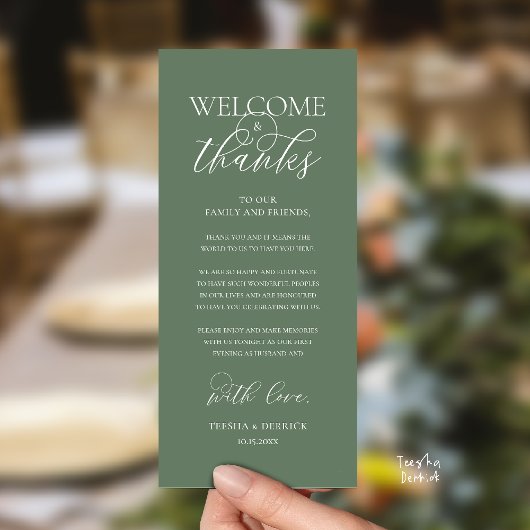 "Welcome and Thanks" Elegant Reception Guest Card Programm