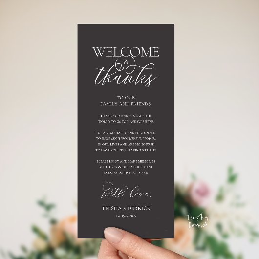 "Welcome and Thanks" Elegant Reception Guest Card Programm