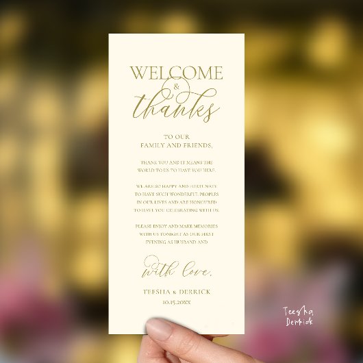 "Welcome and Thanks" Elegant Reception Guest Card Programm