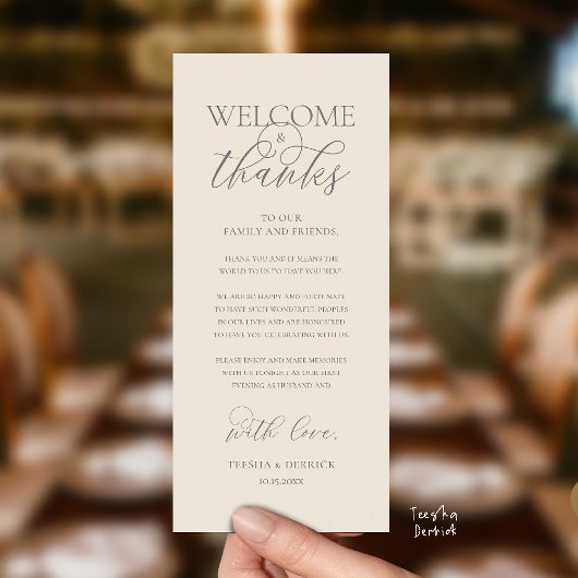 "Welcome and Thanks" Elegant Reception Guest Card Programm